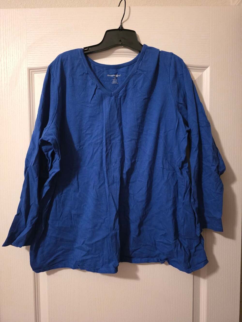 Dreams & Co. Long Sleeve Casual V-Neck Top Size 1X 22/24 Blue
